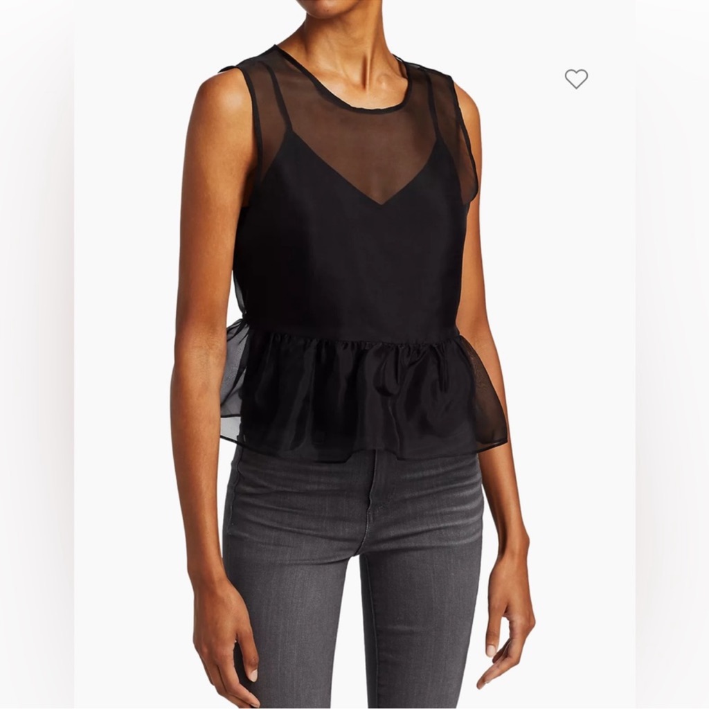 Amira Organza Sleeveless Layered Peplum Top Sz Xs